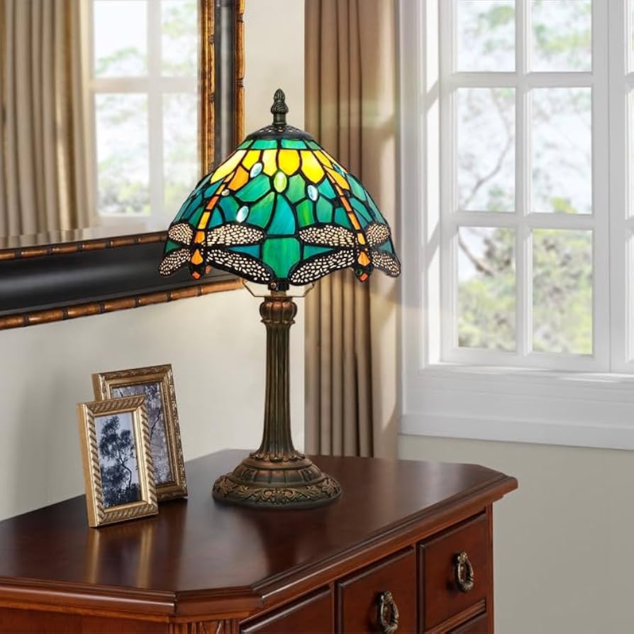 Dragonfly stained glass lamp