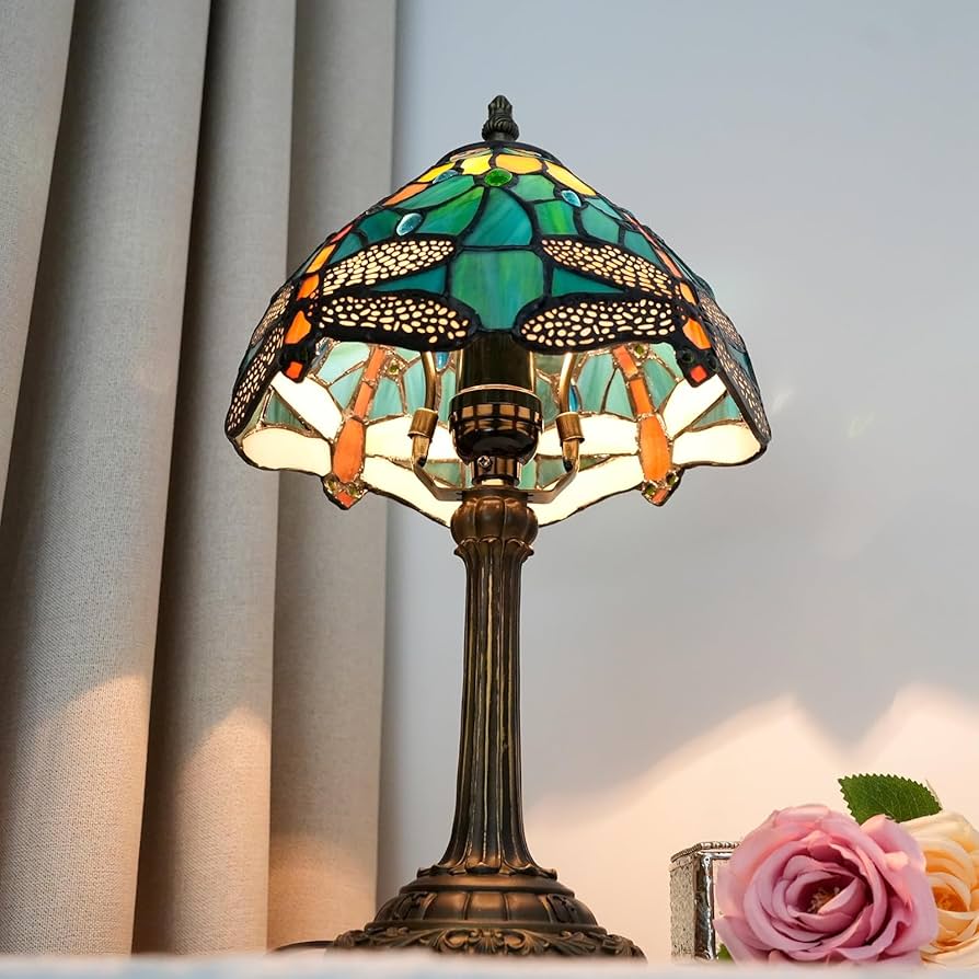 Dragonfly stained glass lamp