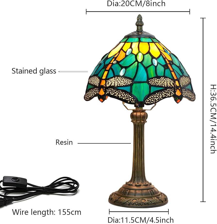 Dragonfly stained glass lamp