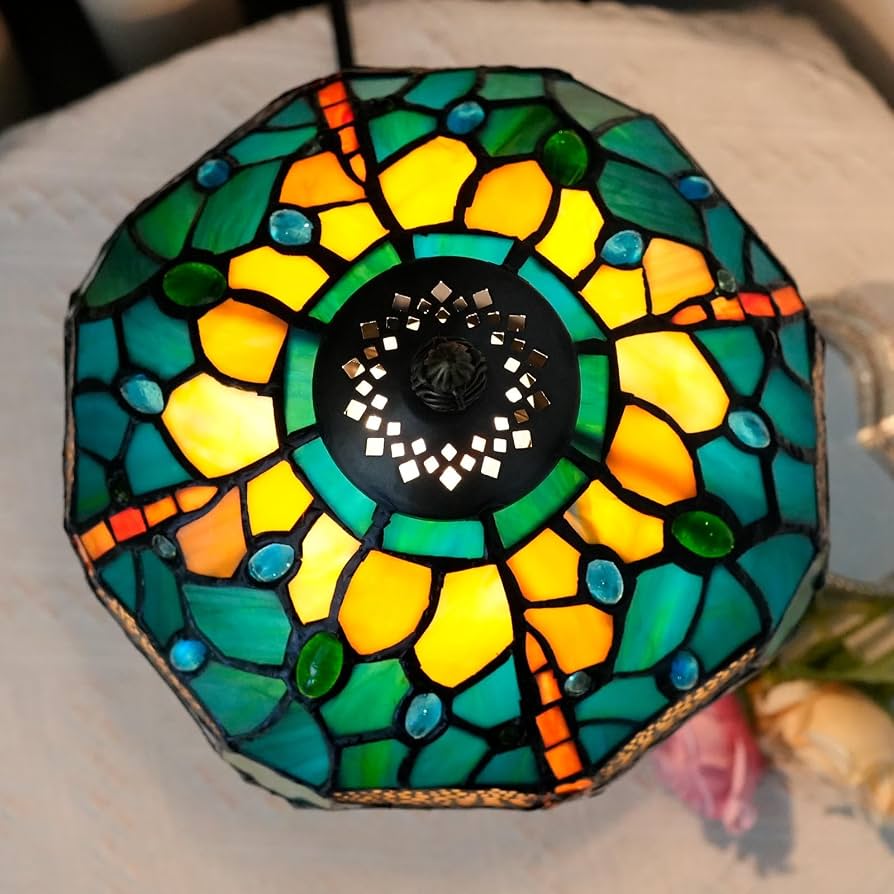 Dragonfly stained glass lamp