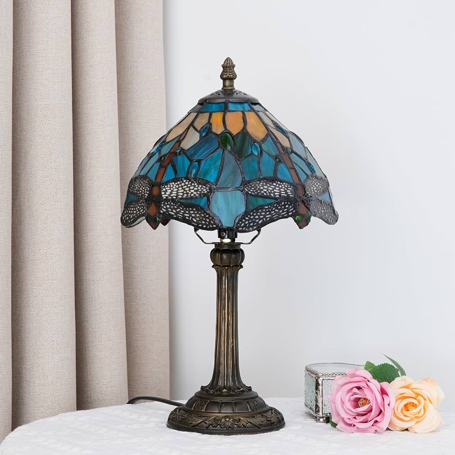 Dragonfly stained glass lamp
