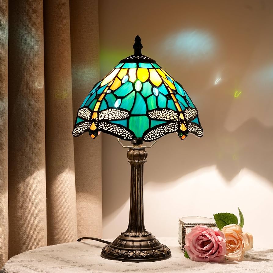 Dragonfly stained glass lamp