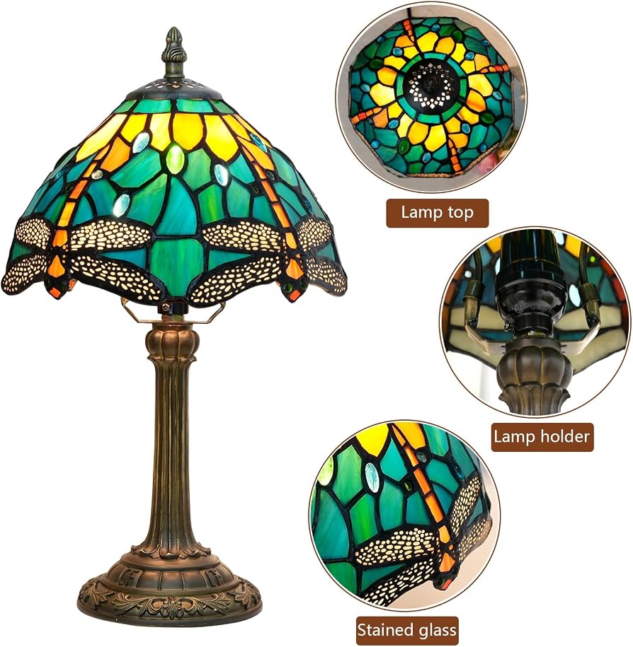 Dragonfly stained glass lamp