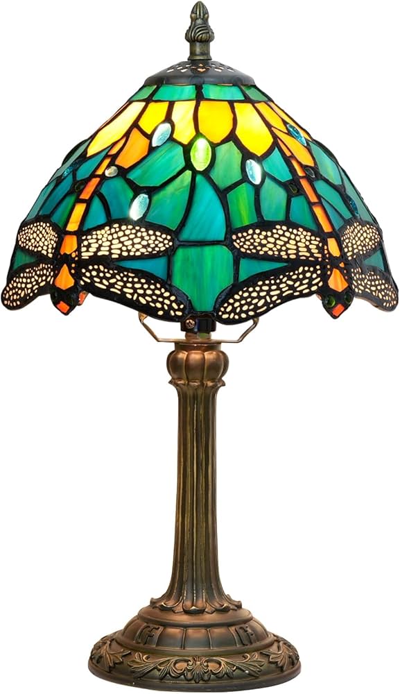 Dragonfly stained glass lamp