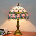 Pink tulip stained glass lamp