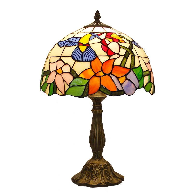Hummingbird stained glass lamp