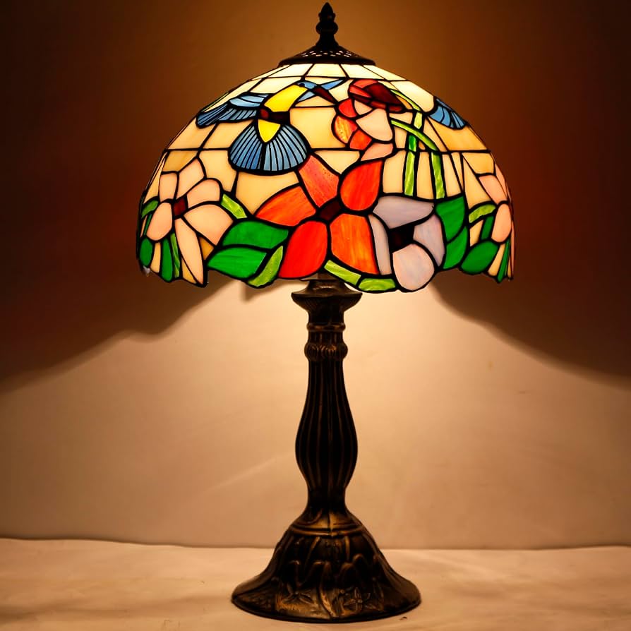 Hummingbird stained glass lamp