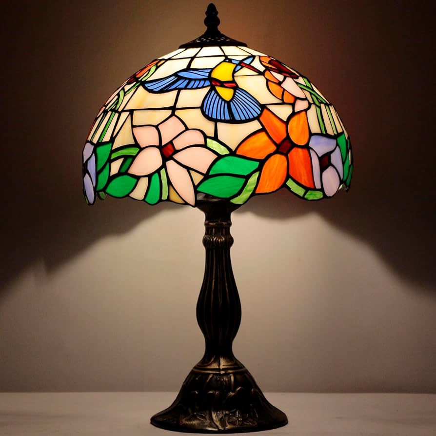 Hummingbird stained glass lamp