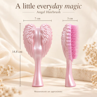 Pink Angel Hairbrush size: 14.8 cm tall, 7 cm wide, 3 cm deep
