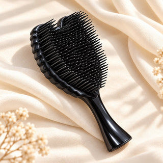 Black Angel Hairbrush heart-shaped detangling bristles
