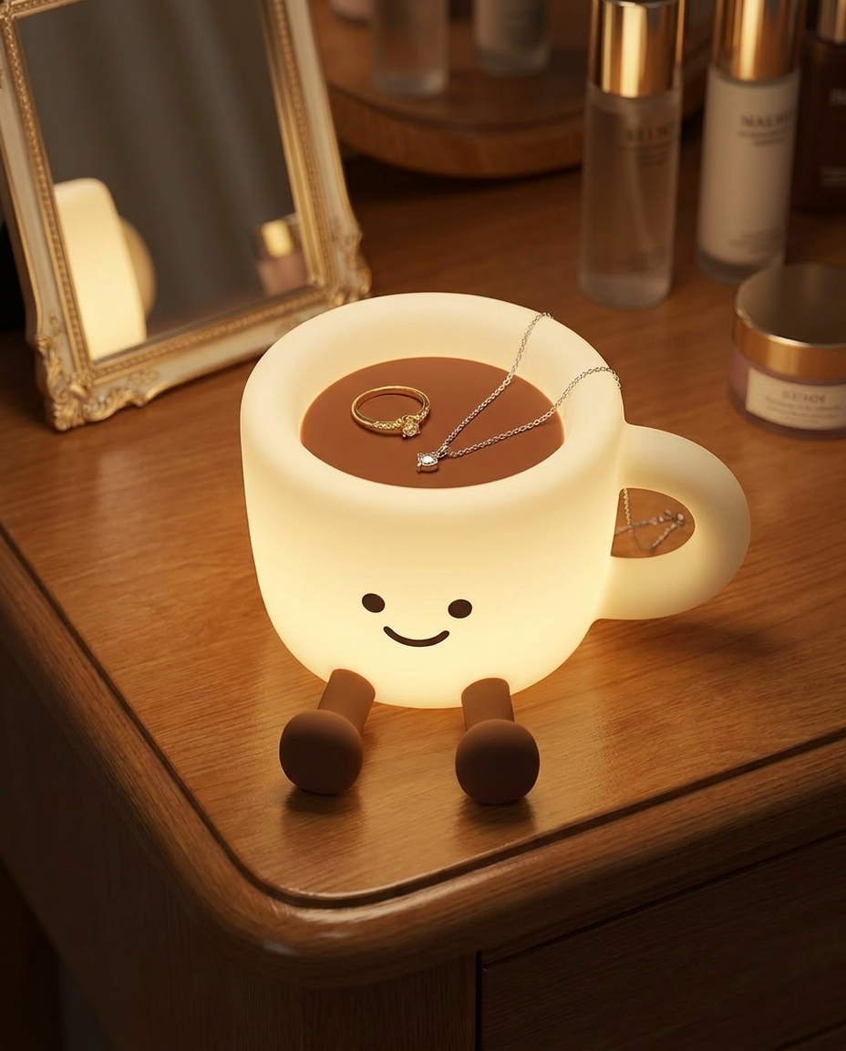 Cosy Cup Night Light used as a jewellery dish