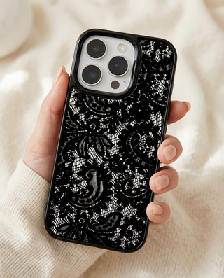 Midnight Lace iPhone Case Black Frame in hand